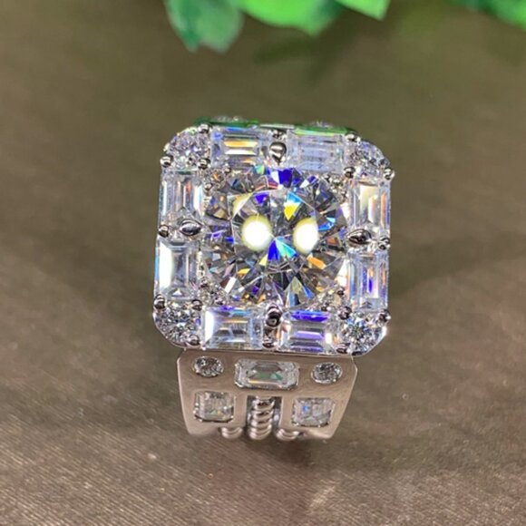 💝 Dainty Fever Glitter Zircon Chunky Wedding Luxury Ring for Man, P1232 - Picture 9 of 9